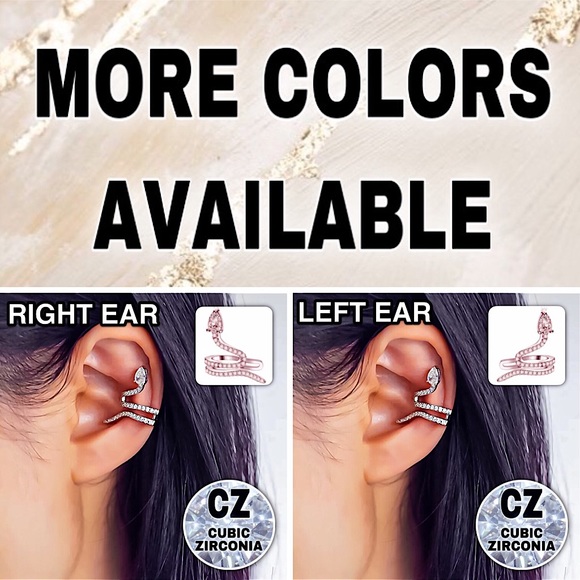 ⚜️[𝟯𝟬%𝗢𝗙𝗙|𝗯𝘂𝗻𝗱𝗹𝗲𝘀 𝟯+]⚜️CZ Rhodium Snake Cuff Earring NEW - Picture 11 of 12